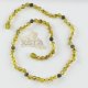 Amber necklace baroque polished green